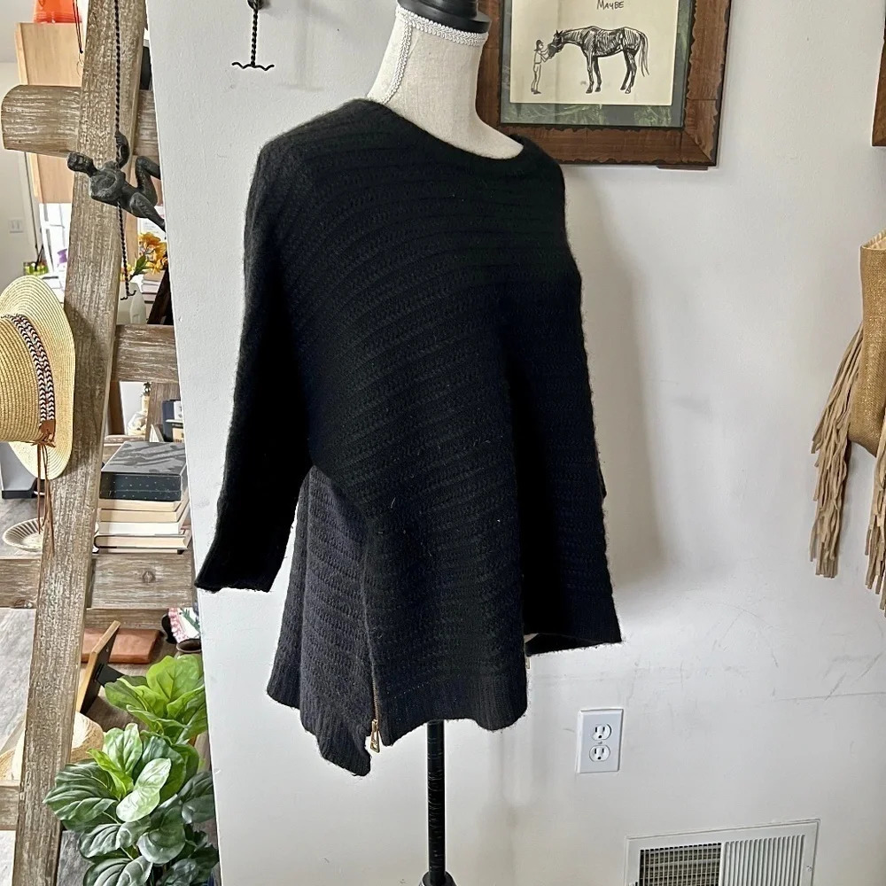 ZADIG & VOLTAIRE DELUXE OS Cashmere Soft Sweater Zipper Sides